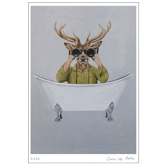 Deer in bathtub Art Print by Coco de Paris