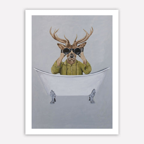 Deer in bathtub Art Print by Coco de Paris