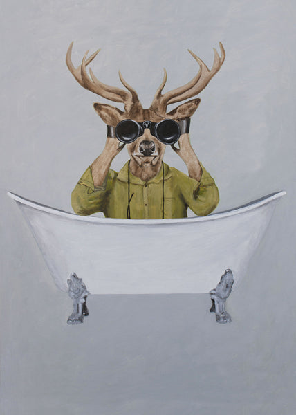 Deer in bathtub Art Print by Coco de Paris