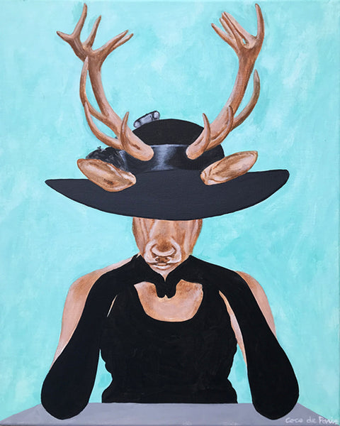 Vogue magazine Deer original canvas painting by Coco de Paris