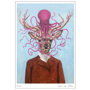 Deer with octopus Art Print by Coco de Paris