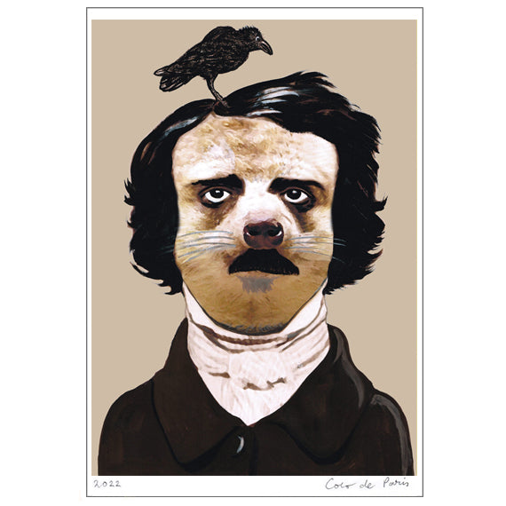 Edgar Allan Poe dog Art Print by Coco de Paris