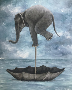 Elephant in balance original canvas painting by Coco de Paris