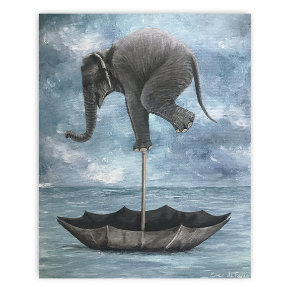 Elephant in balance original canvas painting by Coco de Paris