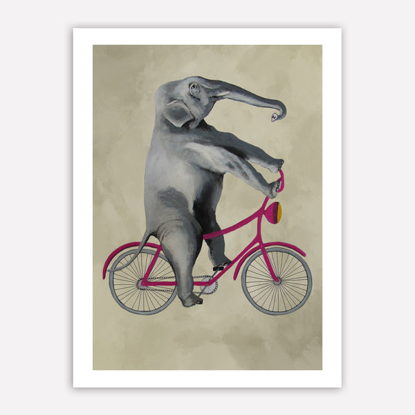 Elephant on bicycle Art Print by Coco de Paris