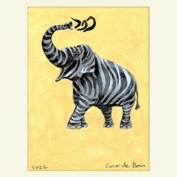 Elephant zebra original painting by Coco de Paris