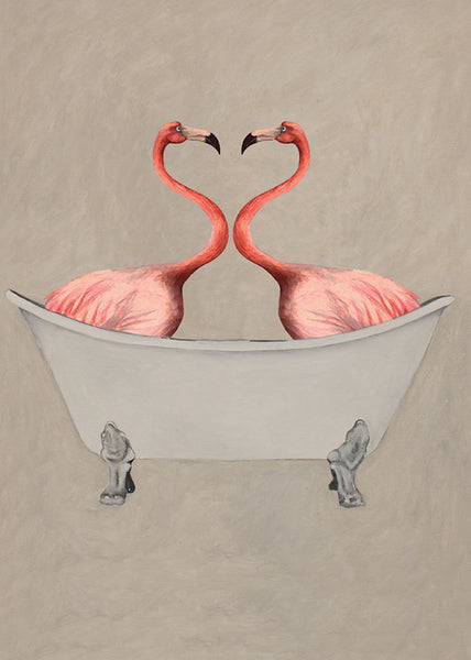 Flamingos in bathtub Art Print by Coco de Paris