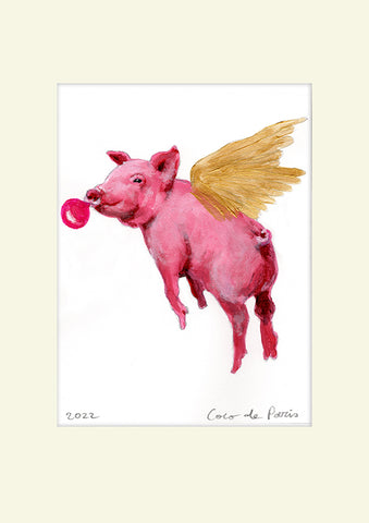 Flying Pig original painting by Coco de Paris