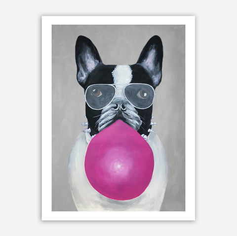 French Bulldog with bubblegum Art Print by Coco de Paris