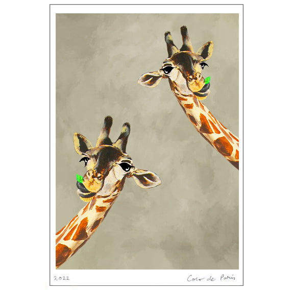 Funny Giraffes Art Print by Coco de Paris