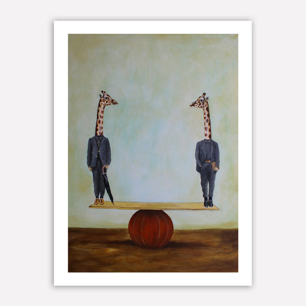 Giraffes in balance Art Print by Coco de Paris