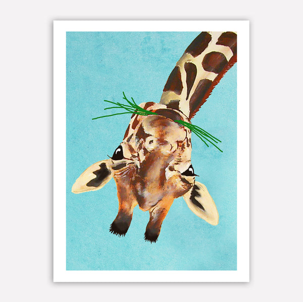 Upside down Giraffe Art Print by Coco de Paris