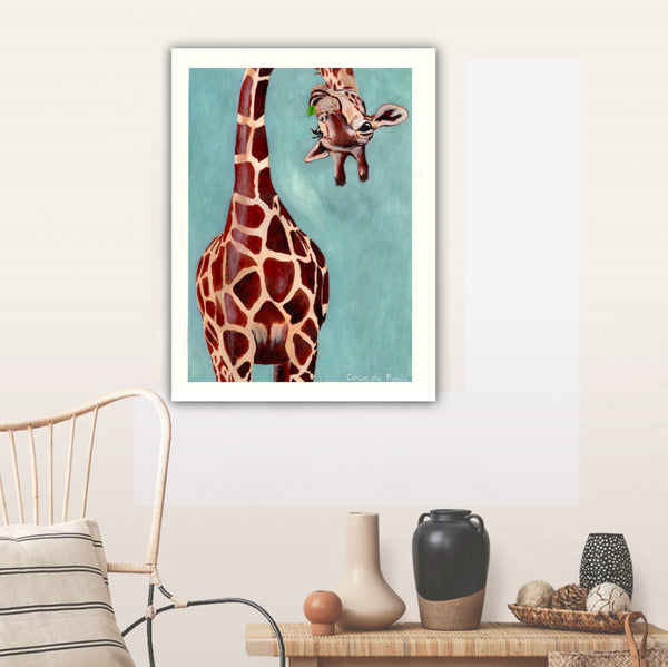 Giraffe upside down original painting by Coco de Paris