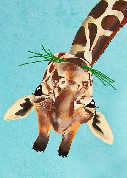 Upside down Giraffe Art Print by Coco de Paris