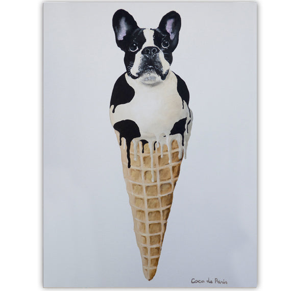 French Bulldog Icecream original canvas painting by Coco de Paris