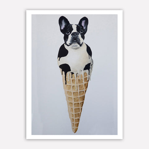 French Bulldog Icecream Art Print by Coco de Paris