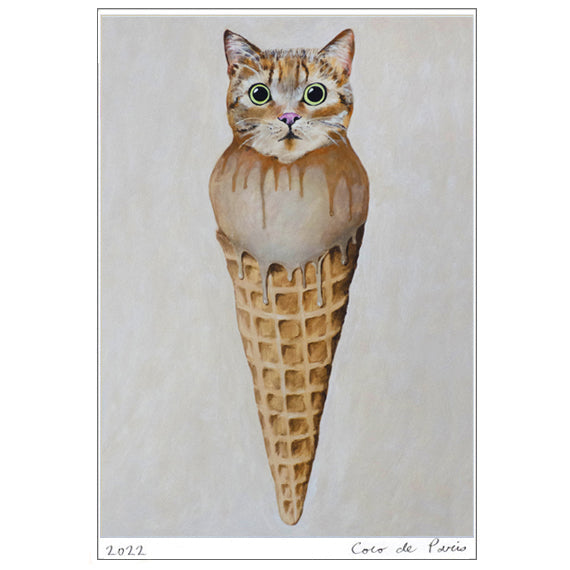 Icecream Cat Art Print by Coco de Paris