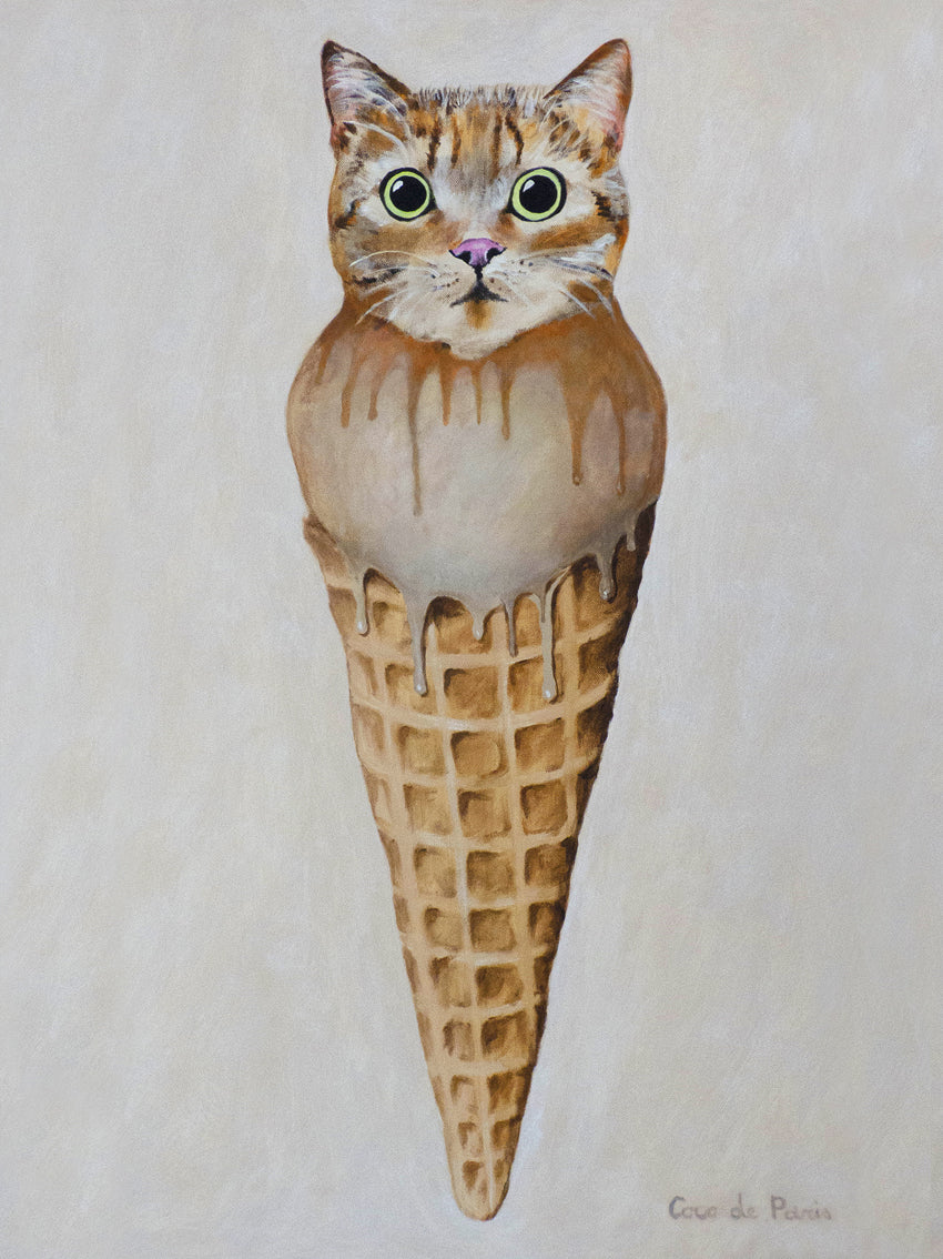 Cat Icecream original canvas painting by Coco de Paris