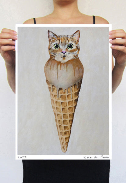 Icecream Cat Art Print by Coco de Paris