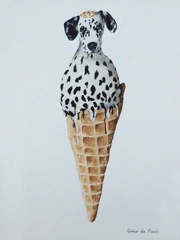 Dalmatian Icecream original canvas painting by Coco de Paris