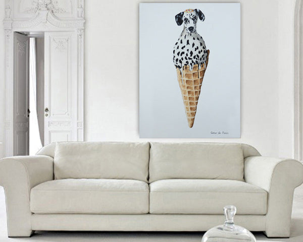 Dalmatian Icecream original canvas painting by Coco de Paris