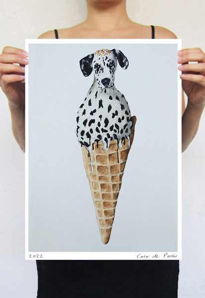 Dalmatian Icecream Art Print by Coco de Paris