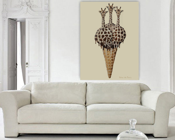 Giraffe Icecream original canvas painting by Coco de Paris