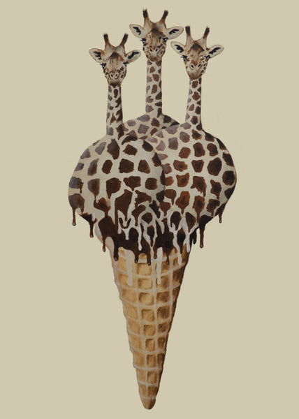 Giraffe Icecream Art Print by Coco de Paris