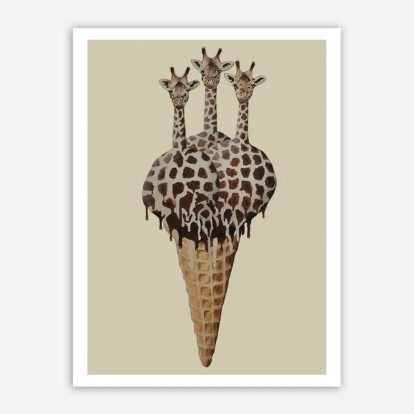 Giraffe Icecream Art Print by Coco de Paris