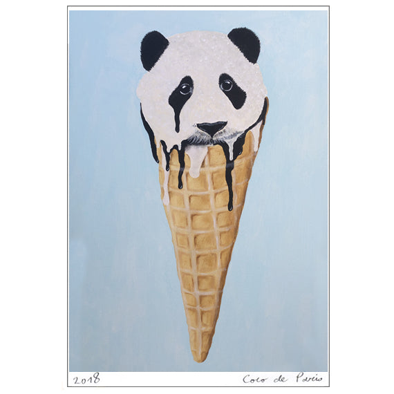 Panda Icecream Art Print by Coco de Paris