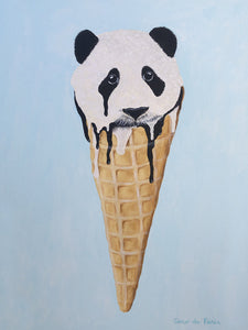 Panda Icecream original canvas painting by Coco de Paris