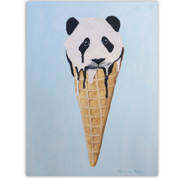 Panda Icecream original canvas painting by Coco de Paris