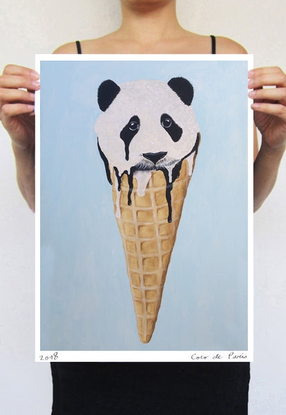 Panda Icecream Art Print by Coco de Paris