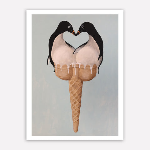 Penguin Icecream Art Print by Coco de Paris