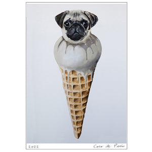 Pug Icecream Art Print by Coco de Paris