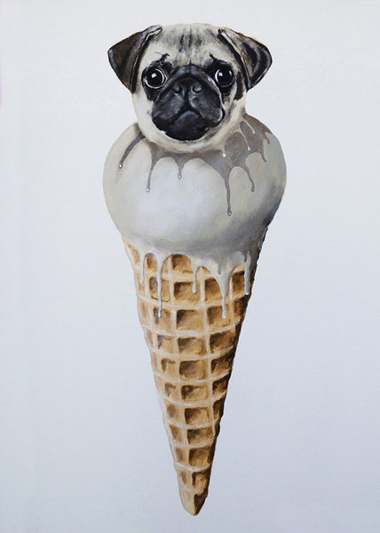 Pug Icecream Art Print by Coco de Paris