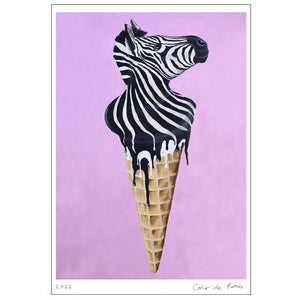 Zebra Icecream Art Print by Coco de Paris