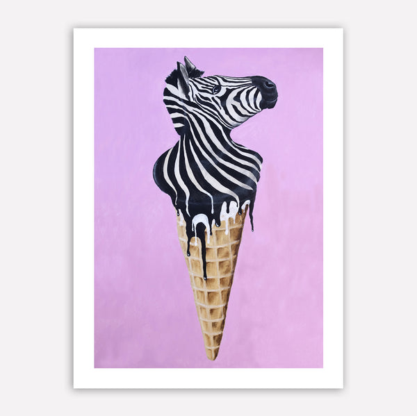 Zebra Icecream Art Print by Coco de Paris