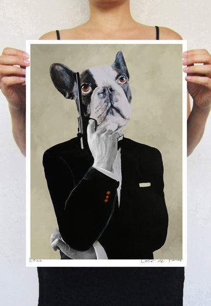 James Bond Bulldog Art Print by Coco de Paris