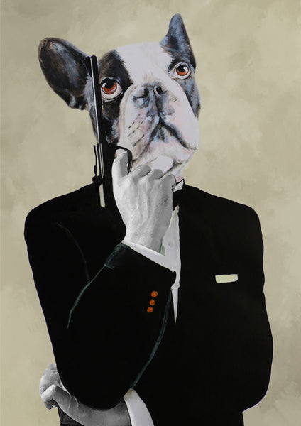 James Bond Bulldog Art Print by Coco de Paris