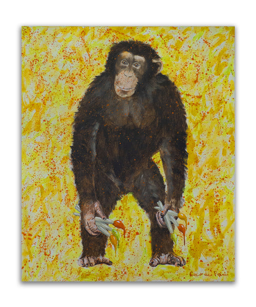 Monkey artist original large canvas painting by Coco de Paris