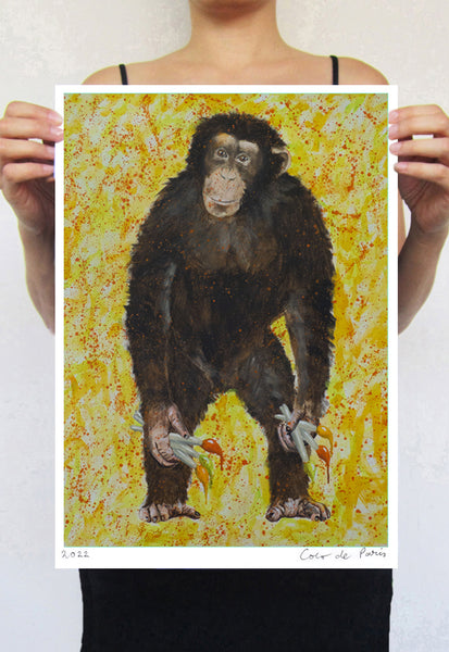 Monkey artist Art Print by Coco de Paris