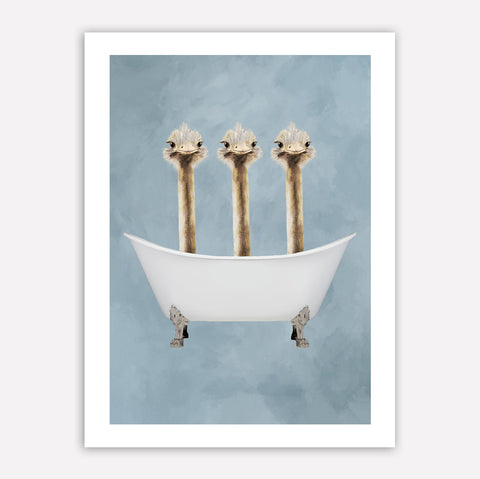 Ostriches in bathtub Art Print by Coco de Paris