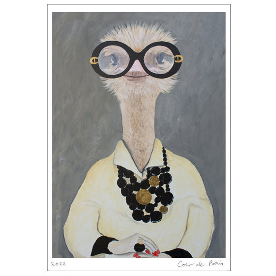 Iris Apfel Ostrich Art Print by Coco de Paris