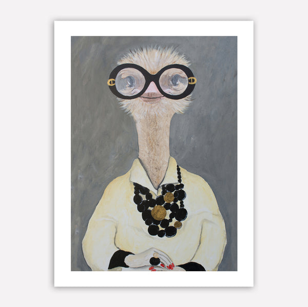 Iris Apfel Ostrich Art Print by Coco de Paris