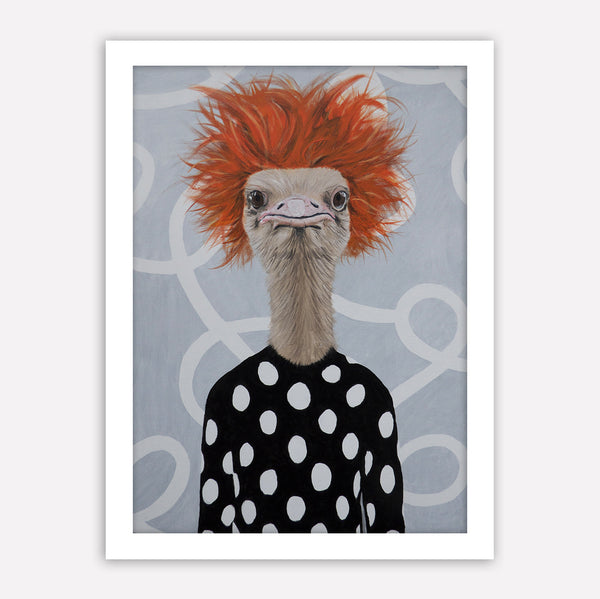 Ostrich retro style Art Print by Coco de Paris