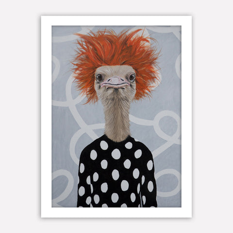 Ostrich retro style Art Print by Coco de Paris
