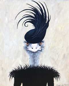 Ostrich with feather hat original canvas painting by Coco de Paris