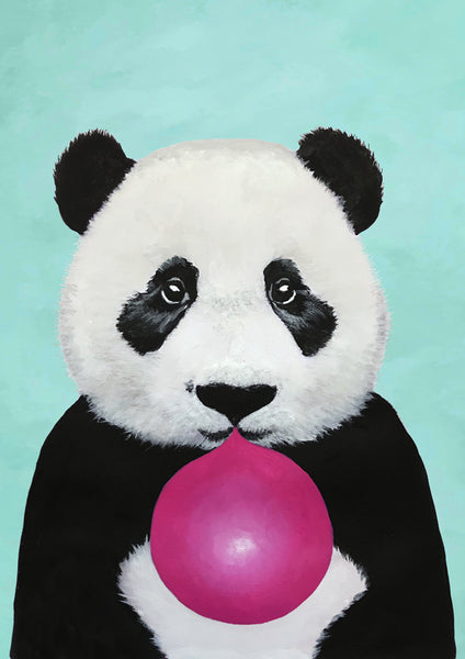 Panda with bubblegum Art Print by Coco de Paris