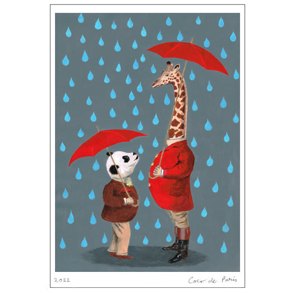 Panda with giraffe Art Print by Coco de Paris